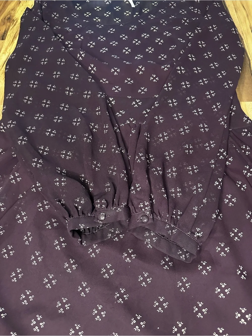 Free People Purple Floral Print Long Sleeve Mini Dress Women’s Medium Boho Sheer
